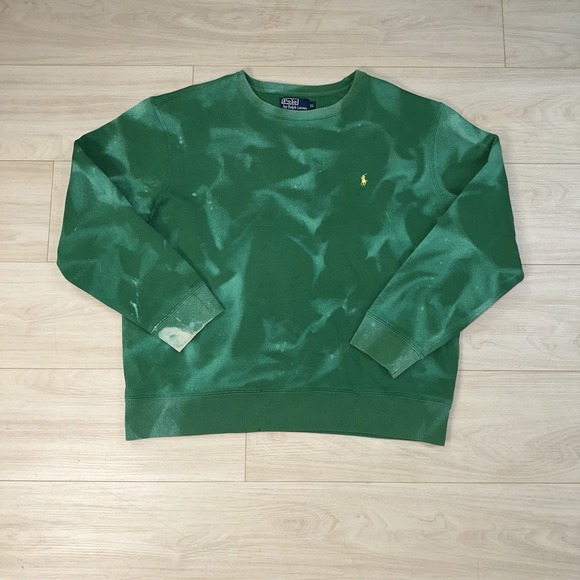 Polo Ralph Lauren Sweater Womens XL Crewneck Pullover Green Distressed Custom - Picture 2 of 10
